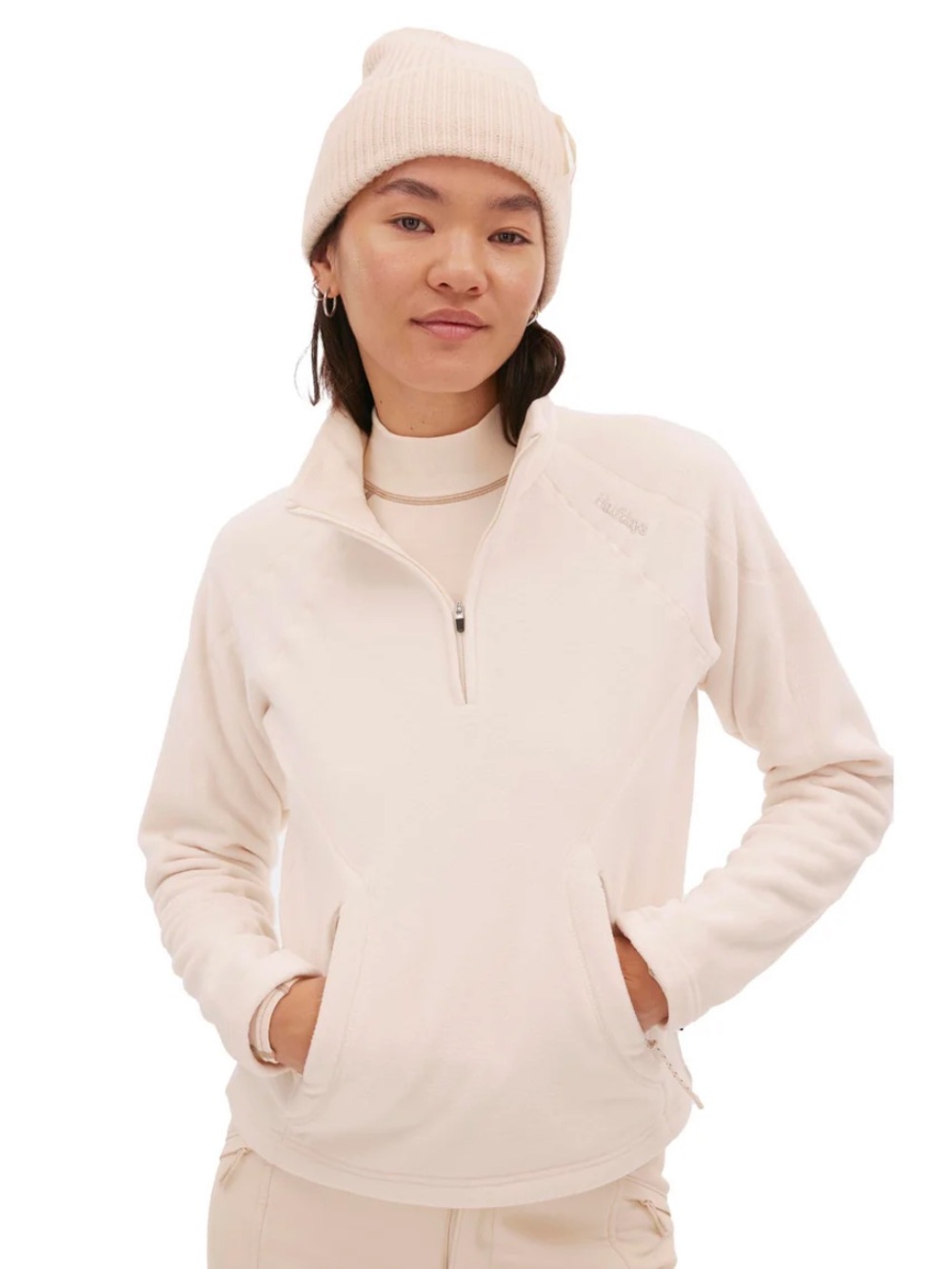 Halfdays Bonnie Polartec Fleece Midlayer Oat Milk White